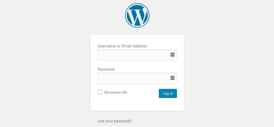 A WordPress login screen.