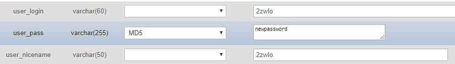 Choosing the MD5 hashing algorithm.