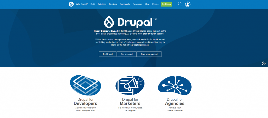 Drupal landing page