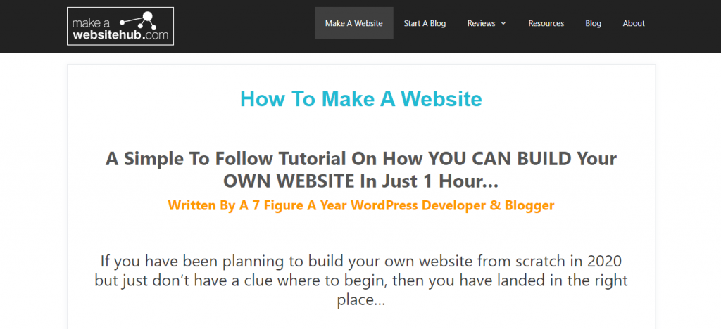 Websitehub platform for learning WordPress