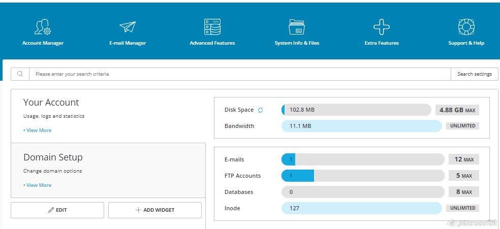 DirectAdmin control panel