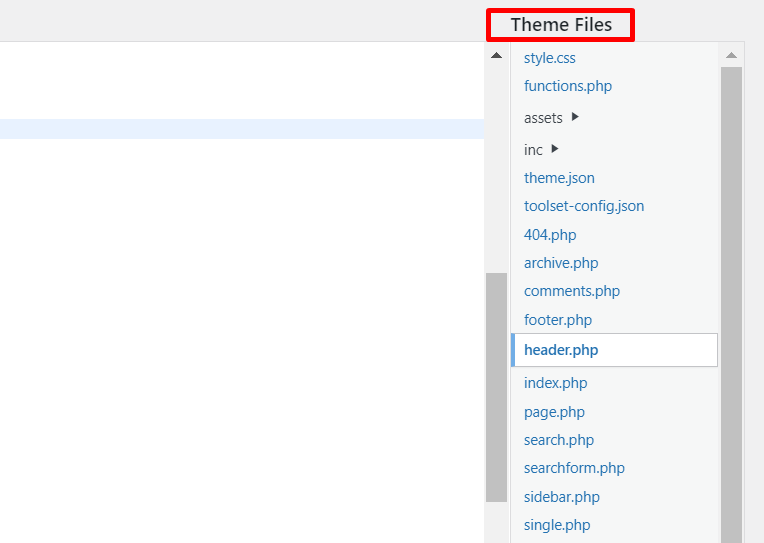 Locate header.php under theme files to customize your head tag