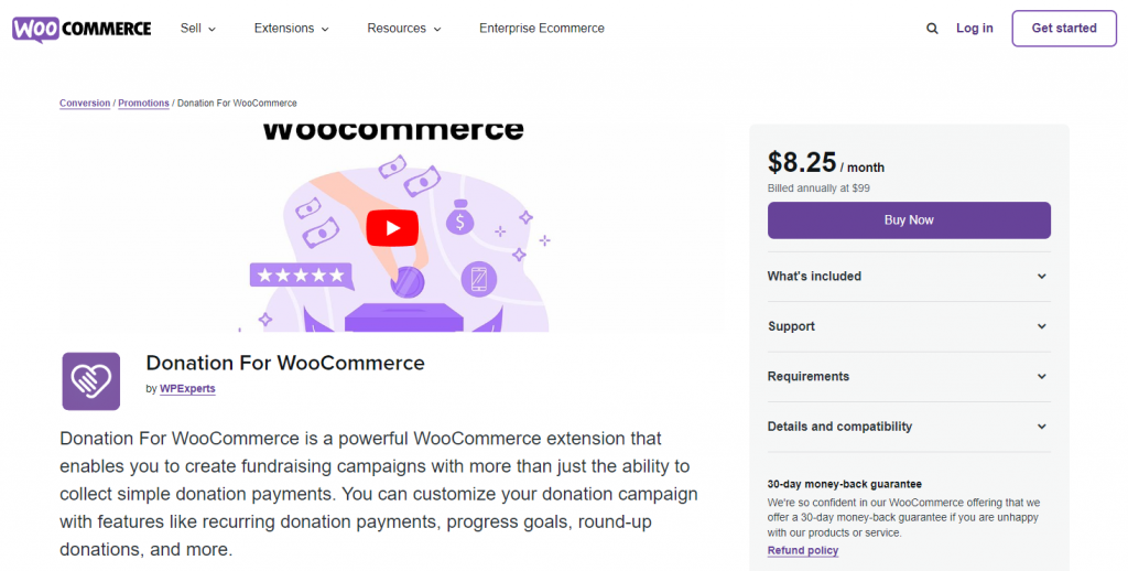 Donation for WooCommerce plugin landing page
