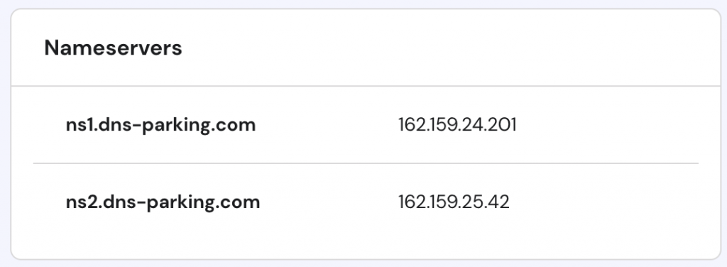 The details page on Hostinger's hPanel. Nameservers section is shown
