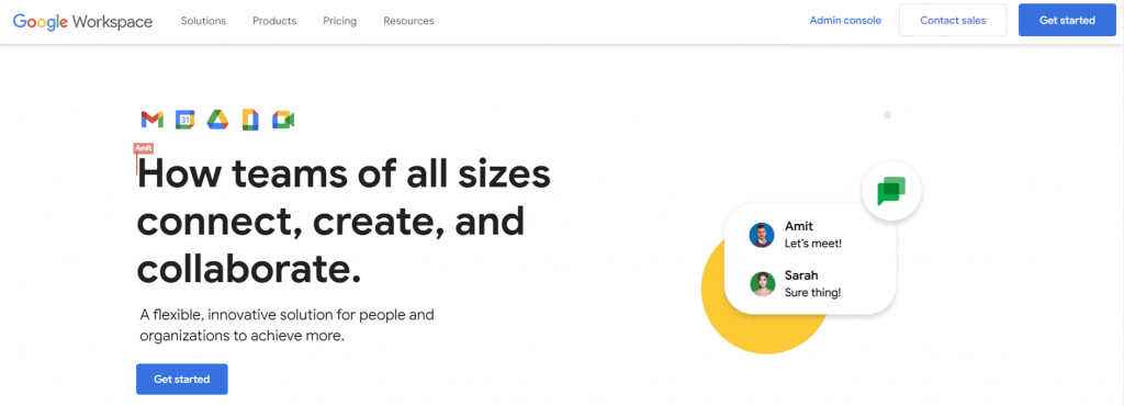 The homepage of Google Workspace, an all-in-one productivity tool