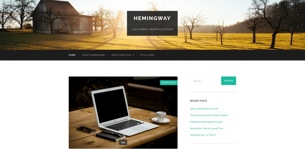A demo of the Hemingway WordPress theme.