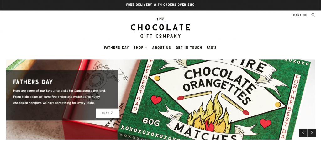 Screenshot of The Chocolate Gift website