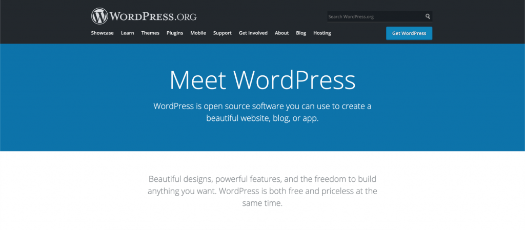 The official homepage of WordPress.org