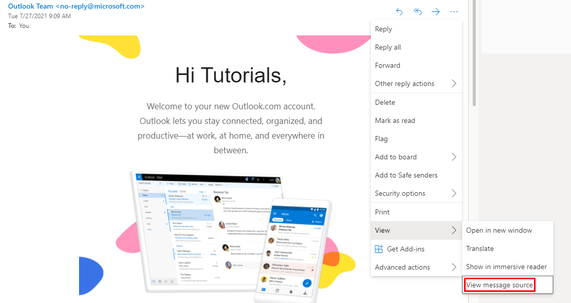 How to Access an Email Message Source in Outlook.com