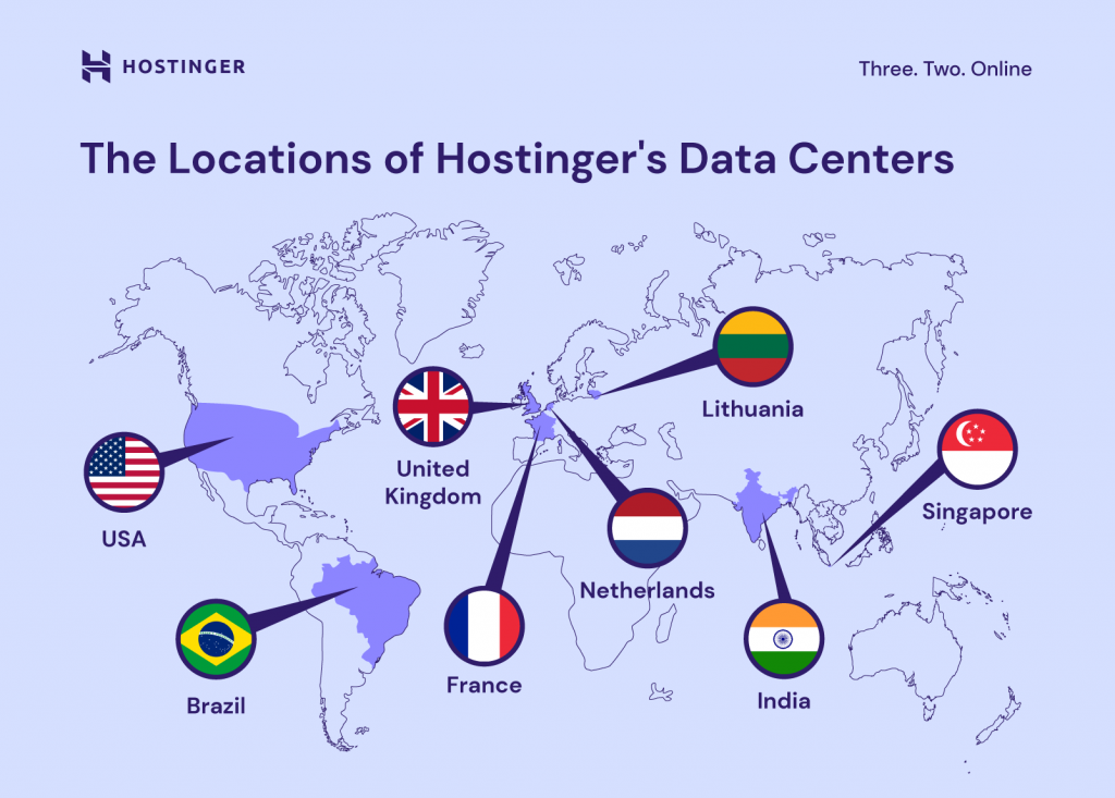 A graph showing Hostinger's global data center location
