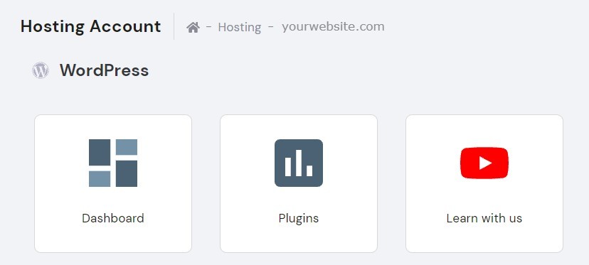 The WordPress section in hPanel