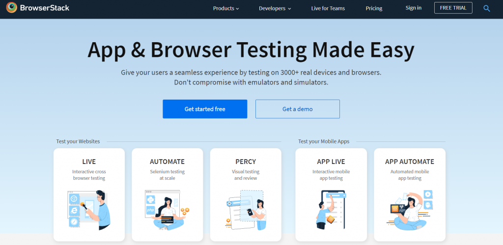 BrowserStack, app and browser testing software
