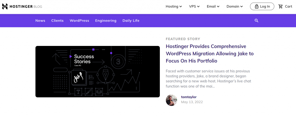 Hostinger Blog's homepage
