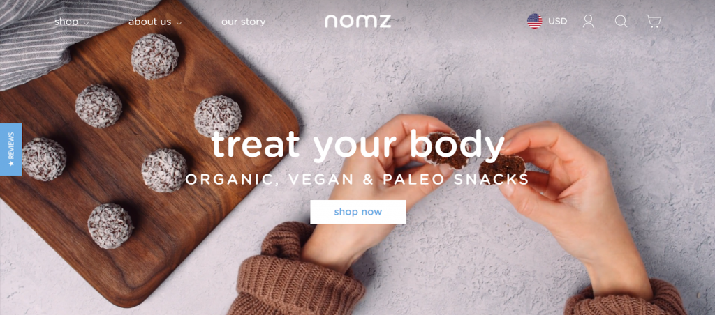 Nomz Shopify store.