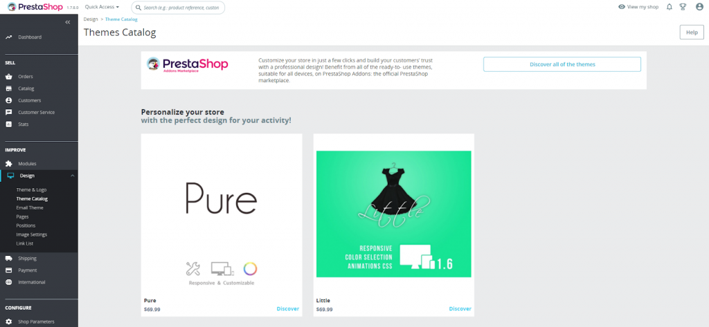 PrestaShop's theme catalog.