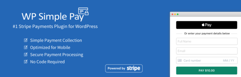 The WP Simple Pay plugin banner