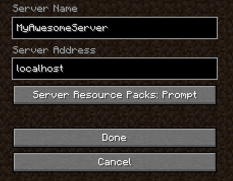 Adding the details of a server on Minecraft