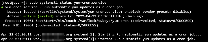 Checking yum-cron service status