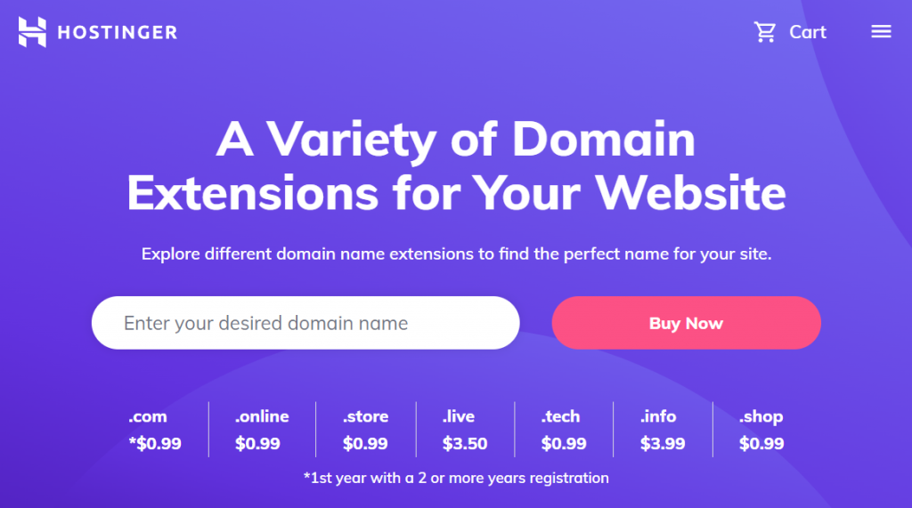 Buy a Domain at Hostinger