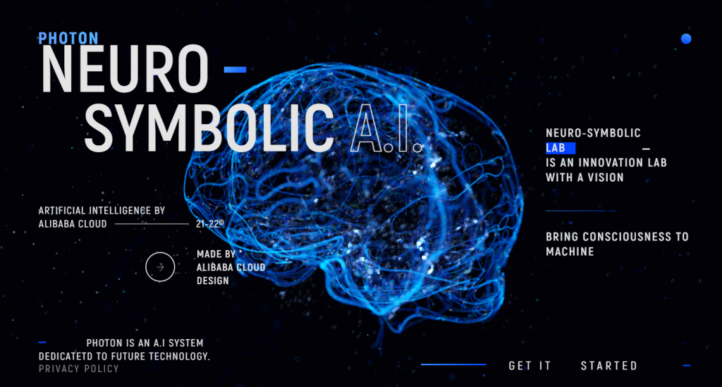 A screenshot of Neuro Symbolic Lab's website with a black and neon blue color scheme.