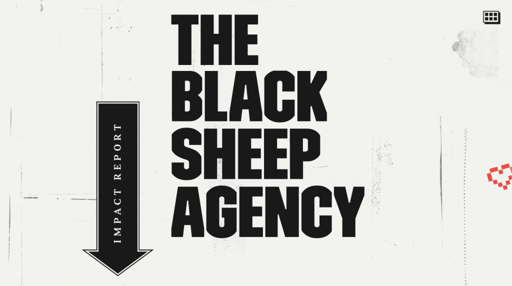 The Black Sheep Agency uses a large font for the site's title, placed at the center.