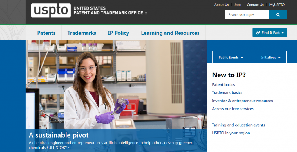 Uspto website homepage