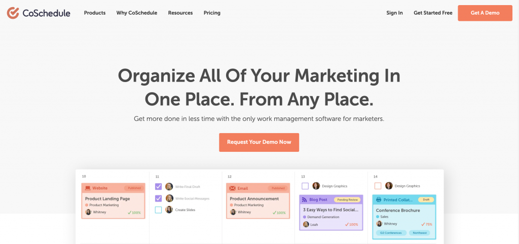 Homepage of CoSchedule SEO tool