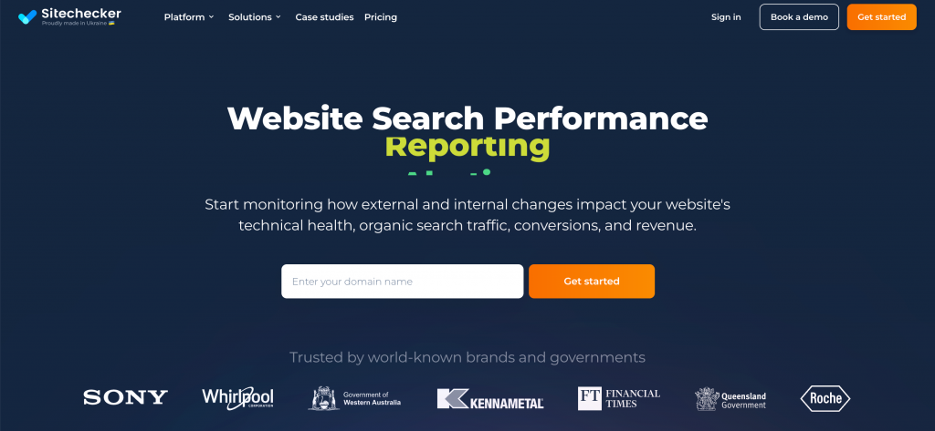 Homepage of Sitechecker tool