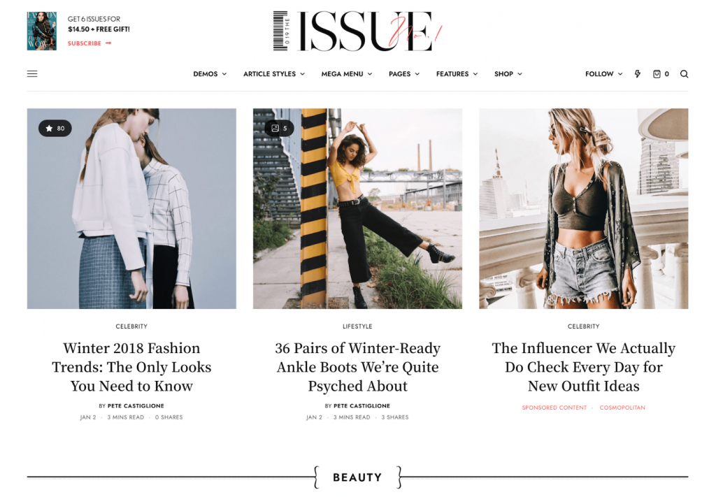 The Issue homepage