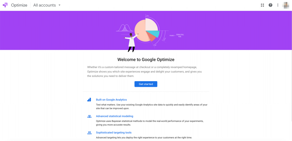 Google Optimize homepage
