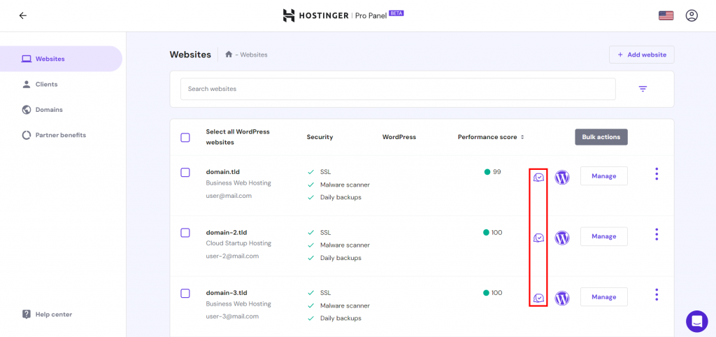 Clicking the Atarim collaborate button on Hostinger Pro Panel