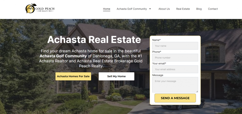 The homepage of Gold Peach Realty