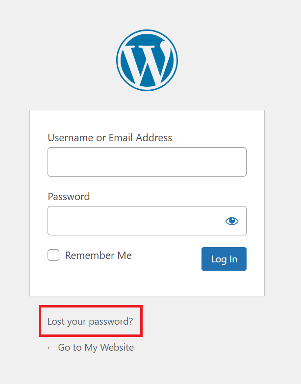 The Lost your password link on the WordPress admin login page