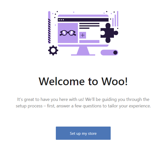 WooCommerce Setup Wizard with a button to start the configuration process