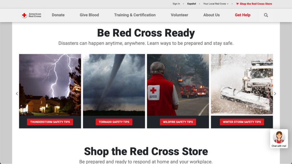 An event landing page of American Red Cross