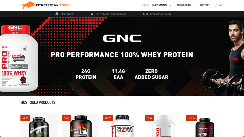 Fitnesstown Store landing page