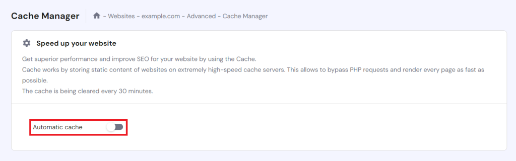 Enabling Automatic Cache on hPanel